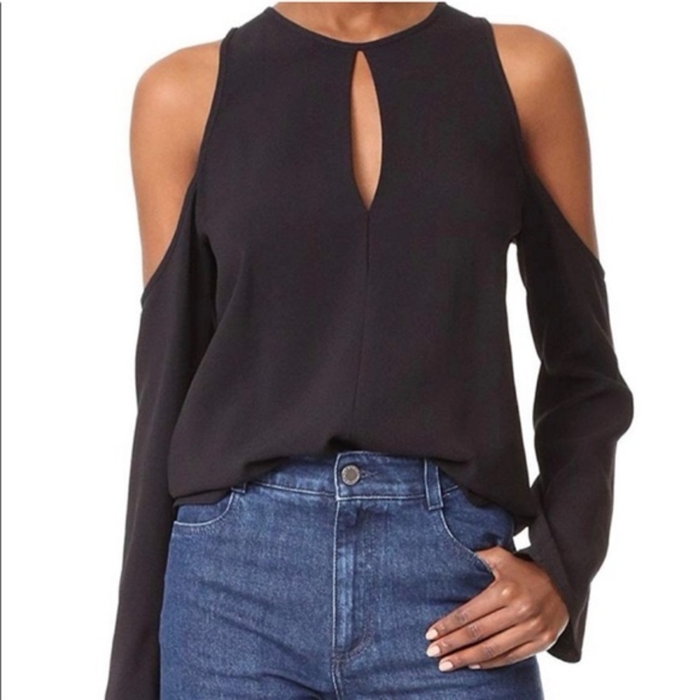 NWOT THEORY Sarver Rosina Crepe Cold-Shoulder Top